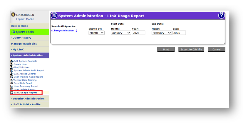 Linl Report LInX Usage Report